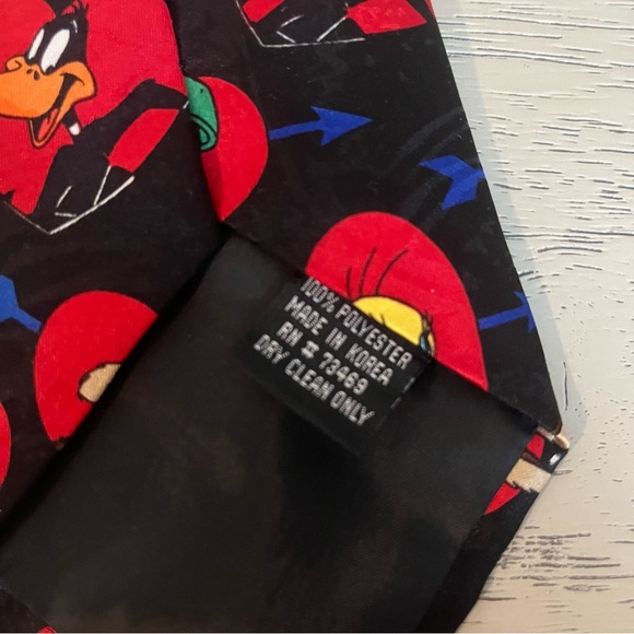 1994 Looney Tunes Mania Necktie Marvin Martian Tweety Bugs Cupid Hearts Speedy - Picture 5 of 6